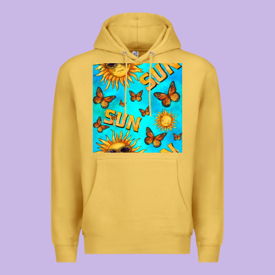 Sun With Butterfly Seamless Pattern Premium Hoodie Designed By Bundleandbundleshop