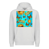 Dove Grey sun with butterfly seamless pattern Premium Hoodie - BundleAndBundleShop