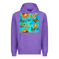 Purple sun with butterfly seamless pattern Premium Hoodie - BundleAndBundleShop