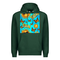 Sports Green sun with butterfly seamless pattern Premium Hoodie - BundleAndBundleShop