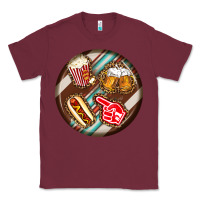 Burgundy american football round earrings Classic Tee - BundleAndBundleShop