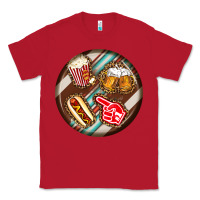 Red american football round earrings Classic Tee - BundleAndBundleShop