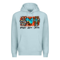 Blue Mist peace love jesus Premium Hoodie - JahusDesignShop
