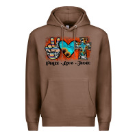 Chestnut peace love jesus Premium Hoodie - JahusDesignShop