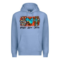 Colony Blue peace love jesus Premium Hoodie - JahusDesignShop