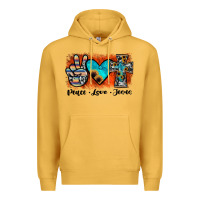 Mustard peace love jesus Premium Hoodie - JahusDesignShop