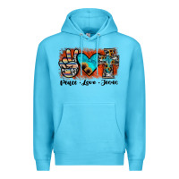Ocean Blue peace love jesus Premium Hoodie - JahusDesignShop