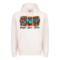 Pale Pink peace love jesus Premium Hoodie - JahusDesignShop