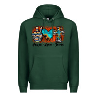 Sports Green peace love jesus Premium Hoodie - JahusDesignShop