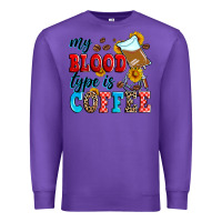 Purple my blood type is coffee Premium Sweatshirt - Zillion Design Studio