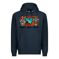 Navy peace love jesus Premium Hoodie - JahusDesignShop