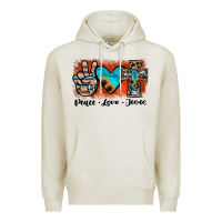 Oatmeal Heather peace love jesus Premium Hoodie - JahusDesignShop