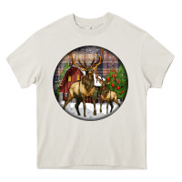 Cream elk buck deer christmas Heavy Core Tee - LillyAllenDesigns