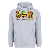 Heather Grey peace love juneteenth Heavyweight Hoodie - texasbilliewilder