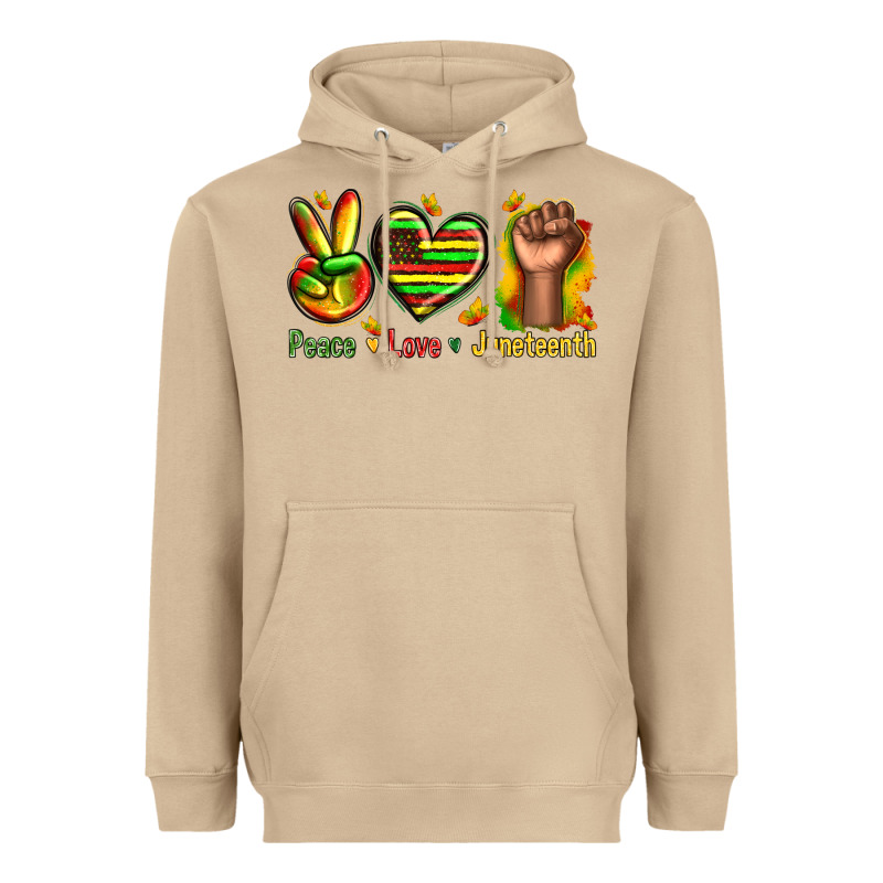 Peace Love Juneteenth Heavyweight Hoodie by texasbilliewilder | Teevron