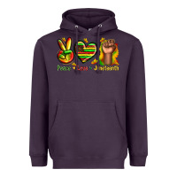 Plum peace love juneteenth Heavyweight Hoodie - texasbilliewilder
