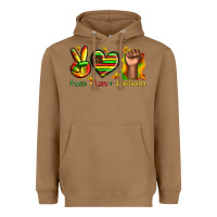 Toasted Coconut peace love juneteenth Heavyweight Hoodie - texasbilliewilder