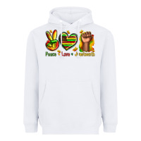 White peace love juneteenth Heavyweight Hoodie - texasbilliewilder