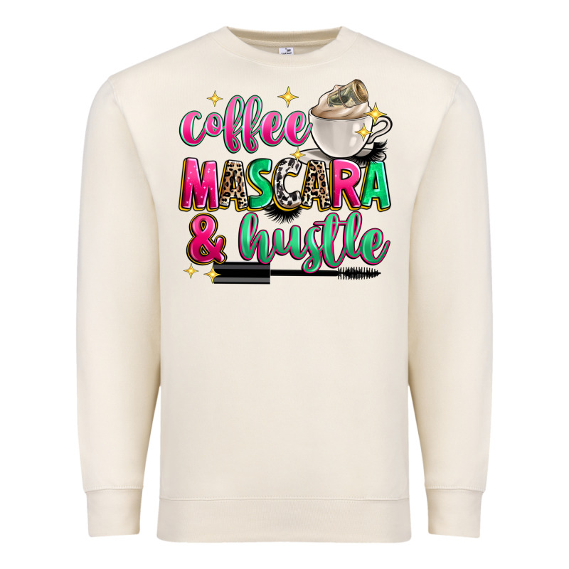 Coffee Mascara And Hustle Premium Sweatshirt by Zillion Design Studio | Teevron