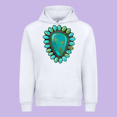 Western Gemstone Turquoise Urban Hoodie Designed By Artiststas
