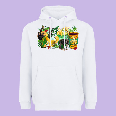 Monkey Coffee Cups Heavyweight Hoodie Designed By Zillion Design Studio