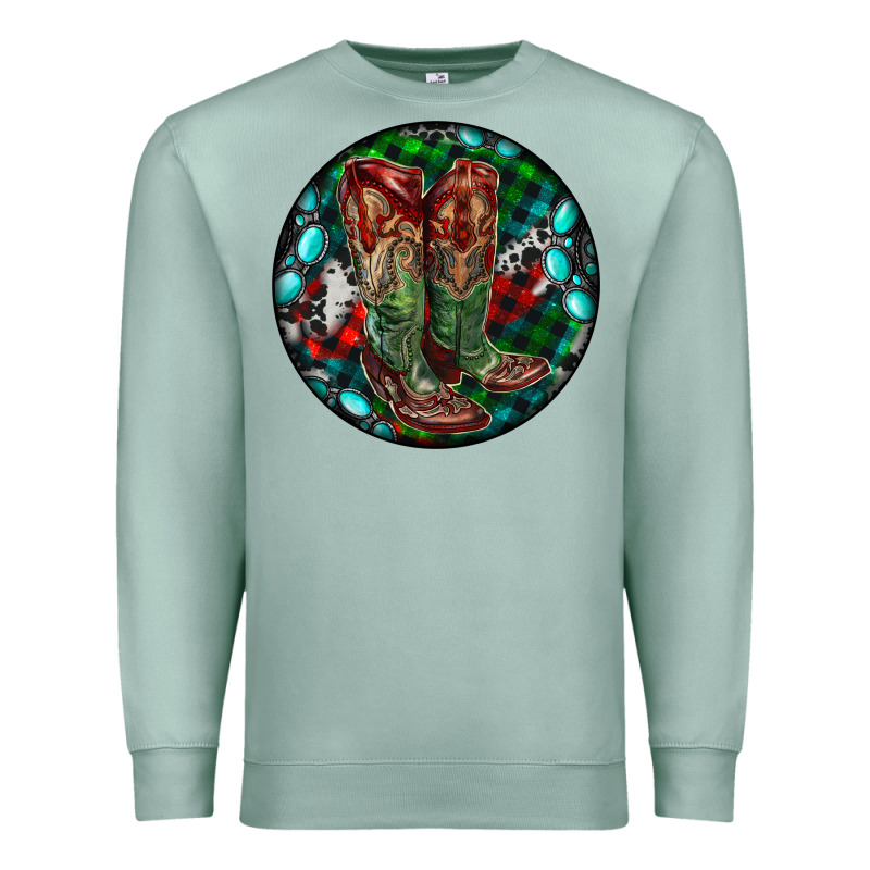 Christmas Cowboy Boots Premium Sweatshirt by RanaPortraitStore | Teevron