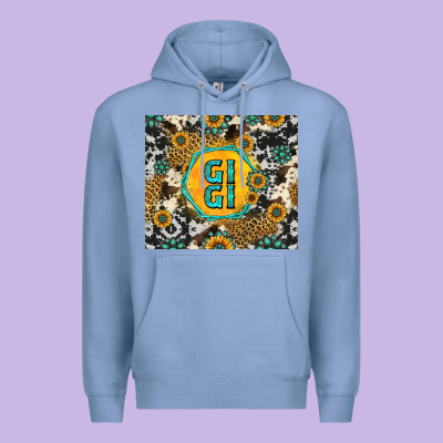 Gigi Sunflower Turquoise Premium Hoodie Designed By Jasminsmagicworld