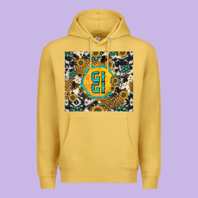 Gigi Sunflower Turquoise Premium Hoodie Designed By Jasminsmagicworld