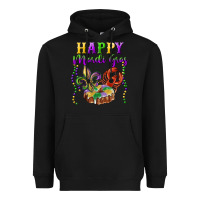 Black Happy Mardi Gras Fleur De Lis King Cake Crawfish Heavyweight Hoodie - RanaPortraitStore