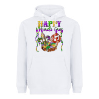 White Happy Mardi Gras Fleur De Lis King Cake Crawfish Heavyweight Hoodie - RanaPortraitStore