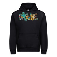 Western Gemstone Sunflowers Serape Leopard Turquoise Love Urban Hoodie | Teevron