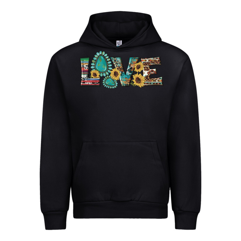 Western Gemstone Sunflowers Serape Leopard Turquoise Love Urban Hoodie by Artiststas | Teevron