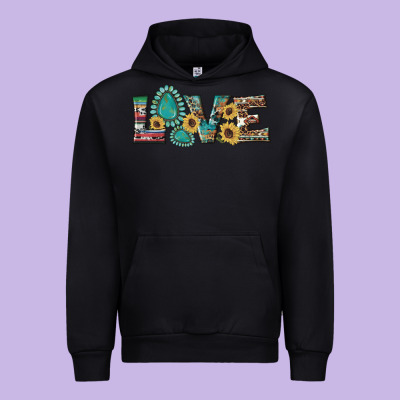 Western Gemstone Sunflowers Serape Leopard Turquoise Love Urban Hoodie Designed By Artiststas
