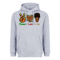 Heather Grey peace love locs Heavyweight Hoodie - texasbilliewilder