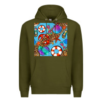 Army Green summer with leopard seamless pattern Premium Hoodie - BundleAndBundleShop
