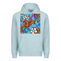 Blue Mist summer with leopard seamless pattern Premium Hoodie - BundleAndBundleShop