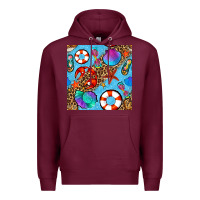 Burgundy summer with leopard seamless pattern Premium Hoodie - BundleAndBundleShop