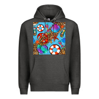 Charcoal Heather summer with leopard seamless pattern Premium Hoodie - BundleAndBundleShop