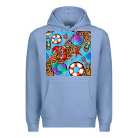 Colony Blue summer with leopard seamless pattern Premium Hoodie - BundleAndBundleShop