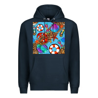 Navy summer with leopard seamless pattern Premium Hoodie - BundleAndBundleShop