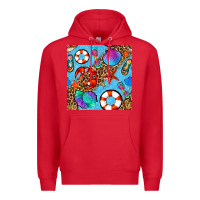 Red summer with leopard seamless pattern Premium Hoodie - BundleAndBundleShop