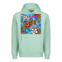 Seafoam summer with leopard seamless pattern Premium Hoodie - BundleAndBundleShop
