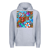 Heather Grey summer with leopard seamless pattern Premium Hoodie - BundleAndBundleShop