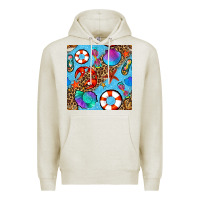 Oatmeal Heather summer with leopard seamless pattern Premium Hoodie - BundleAndBundleShop