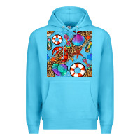 Ocean Blue summer with leopard seamless pattern Premium Hoodie - BundleAndBundleShop