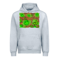 Heather Grey shamrock glitter leopard and wood background Urban Hoodie - Artiststas