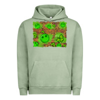 Pigment Oil Green shamrock glitter leopard and wood background Urban Hoodie - Artiststas