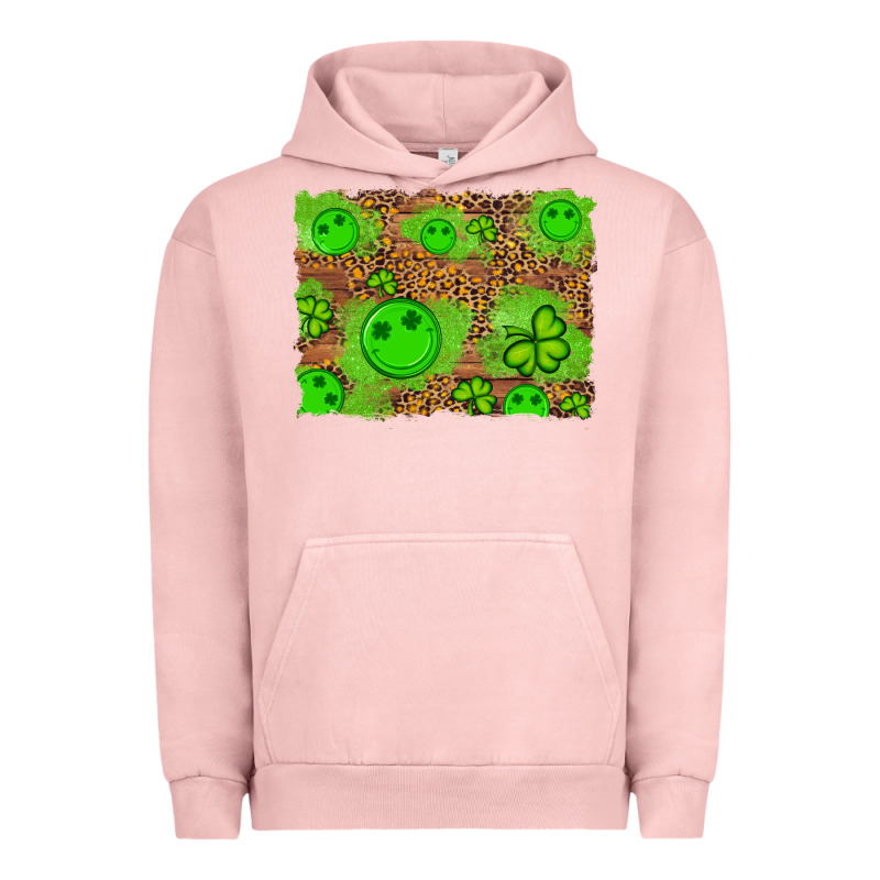 Shamrock Glitter Leopard And Wood Background Urban Hoodie by Artiststas | Teevron