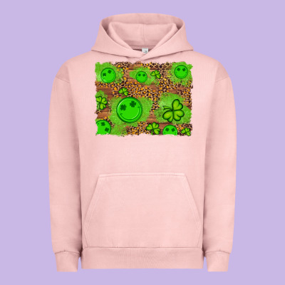 Shamrock Glitter Leopard And Wood Background Urban Hoodie Designed By Artiststas