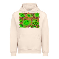 Sandshell shamrock glitter leopard and wood background Urban Hoodie - Artiststas